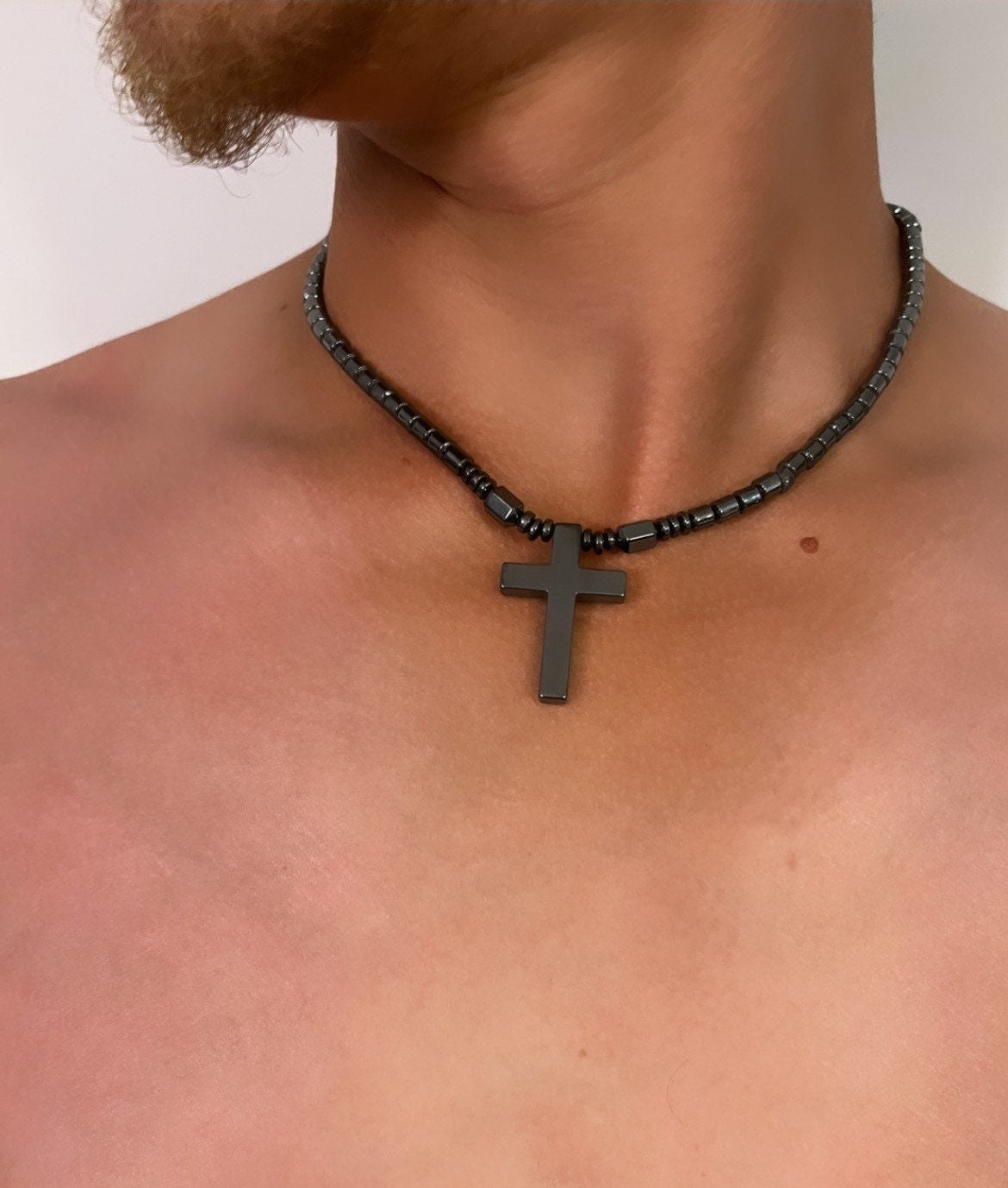 Black Cross Pendant, Mens Cross Pendant, Mens Crucifix Necklace, Male Cross Necklace, Mens Black Cross Necklace, Religious Necklace For Men