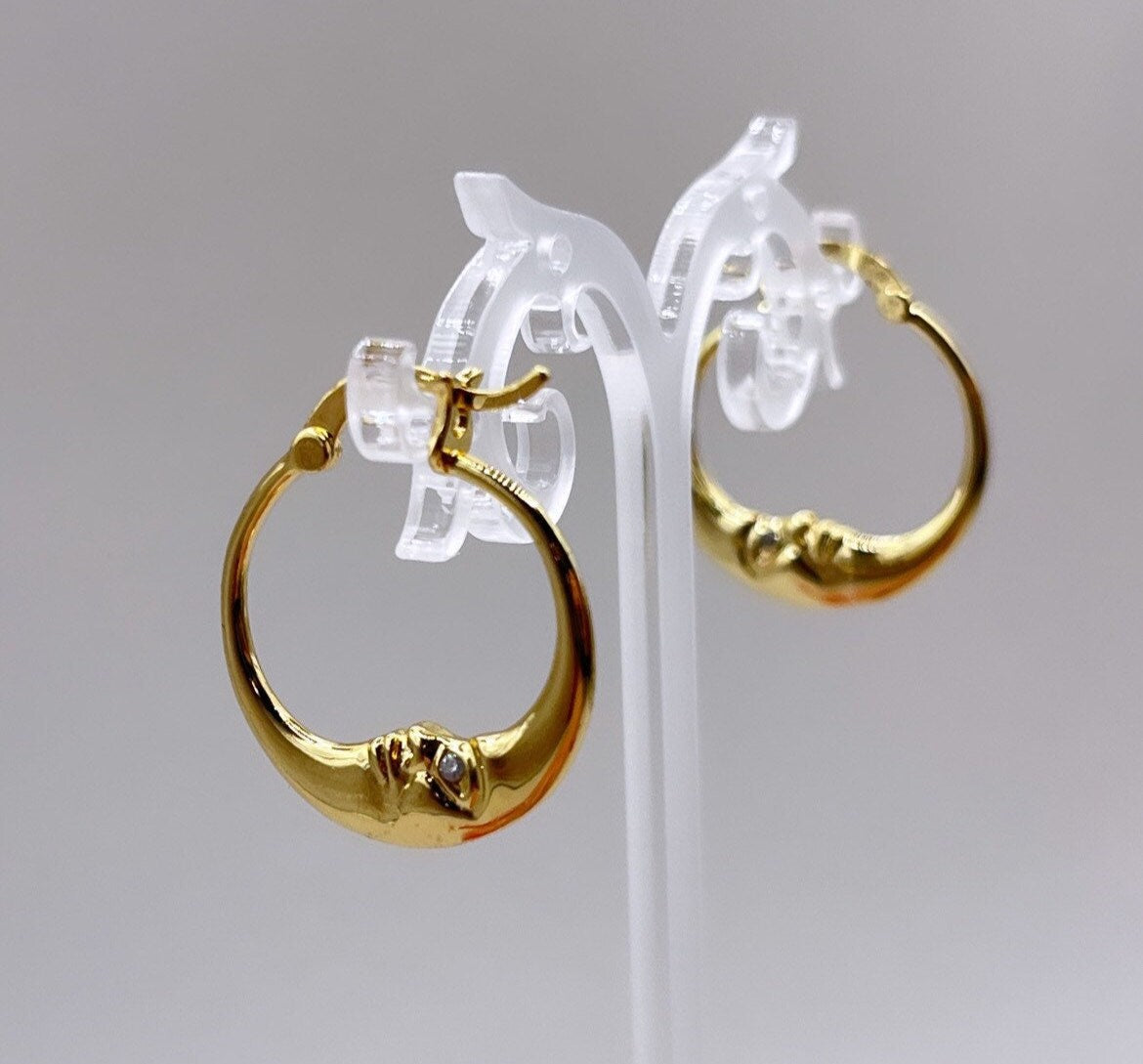 Moon Hoop Earrings - Moon Hoops - 14K Gold Hoops - Celestial Wedding