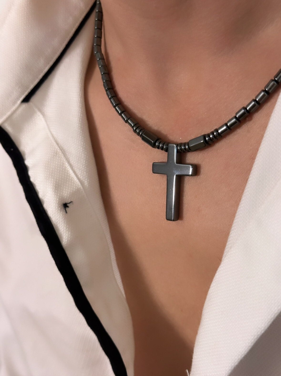 Black Cross Pendant, Mens Cross Pendant, Mens Crucifix Necklace, Male Cross Necklace, Mens Black Cross Necklace, Religious Necklace For Men