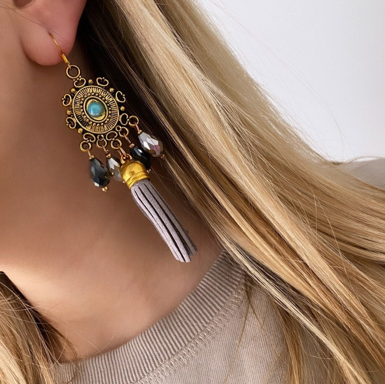 Leather Tassle Earrings, Cowgirl Earrings, Western Jewelry Earrings, Boho Fringe Earrings, Cow Girl Earrings, Western Aesthetic