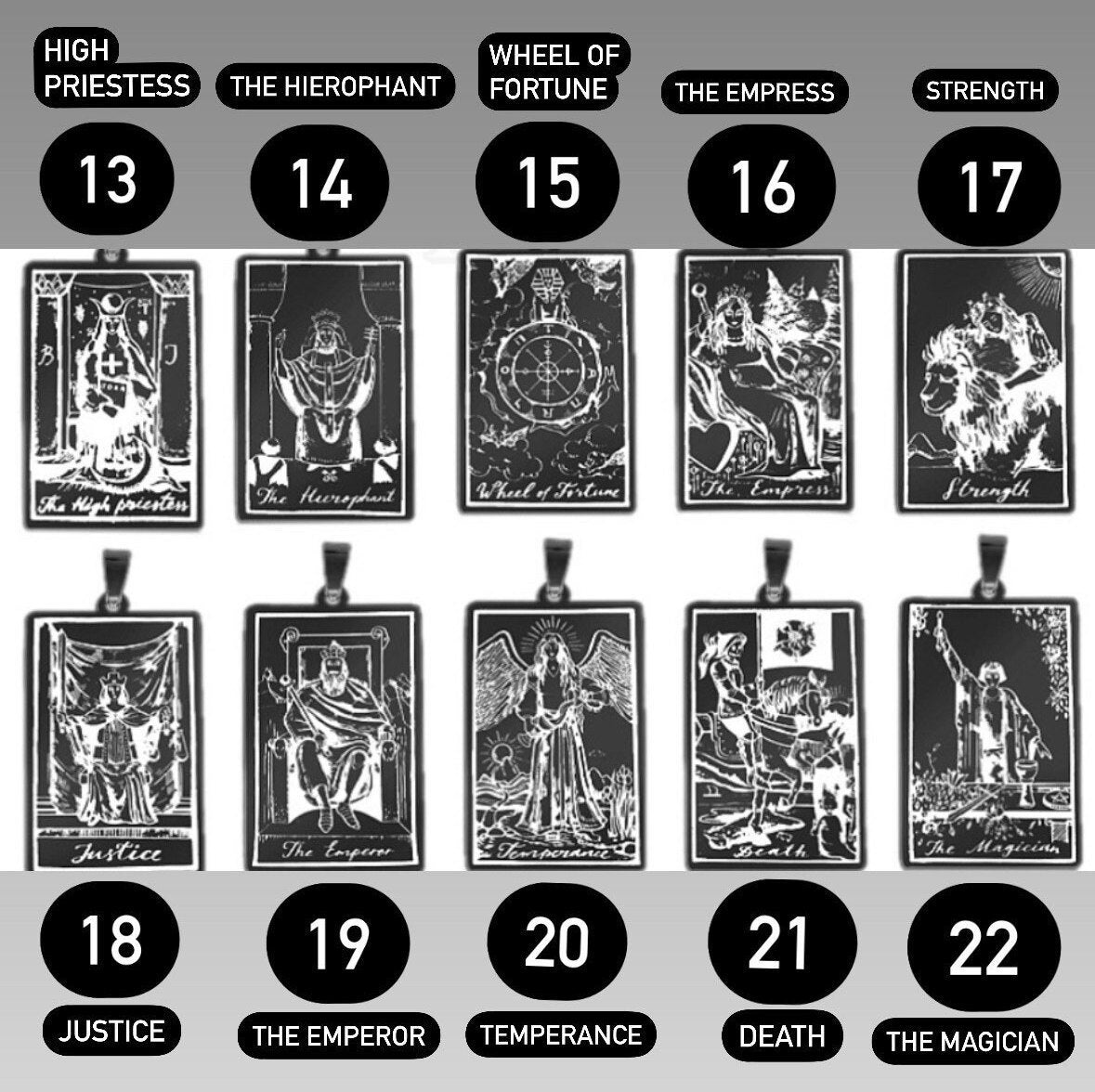 Men's Tarot Card Pendant, Occult Necklace For Men, Strength Necklace, Black Tarot Necklace, Stainless Steel Lion Necklace, Leather Necklace