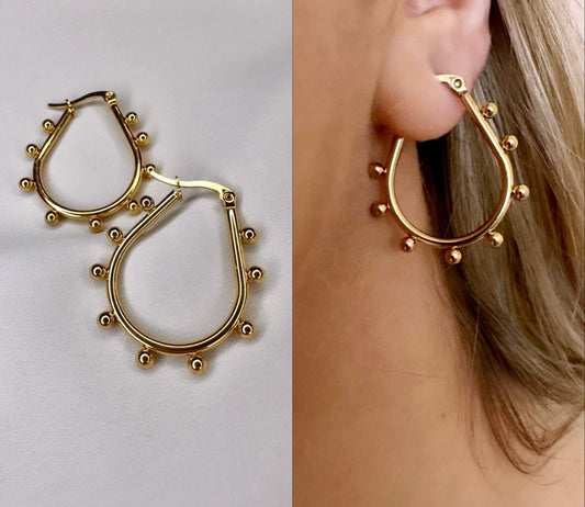 Teardrop Hoop Earrings Gold, Gold Tarnish Free Earrings, Boho Hoop Earrings Gold, Everyday Hoop Earrings, Waterproof Hoop Earrings