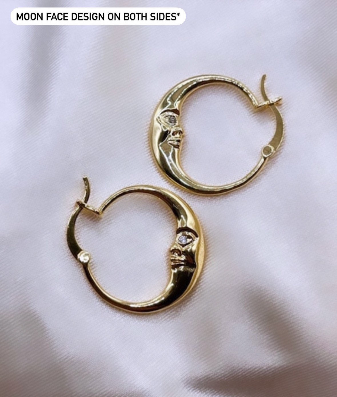 Gold Crescent Hoops, Moon Earrings, Thin Hoop Earrings, Celestial Earrings, Moon Hoop Earrings, Moon Star Earrings, Planet Earrings