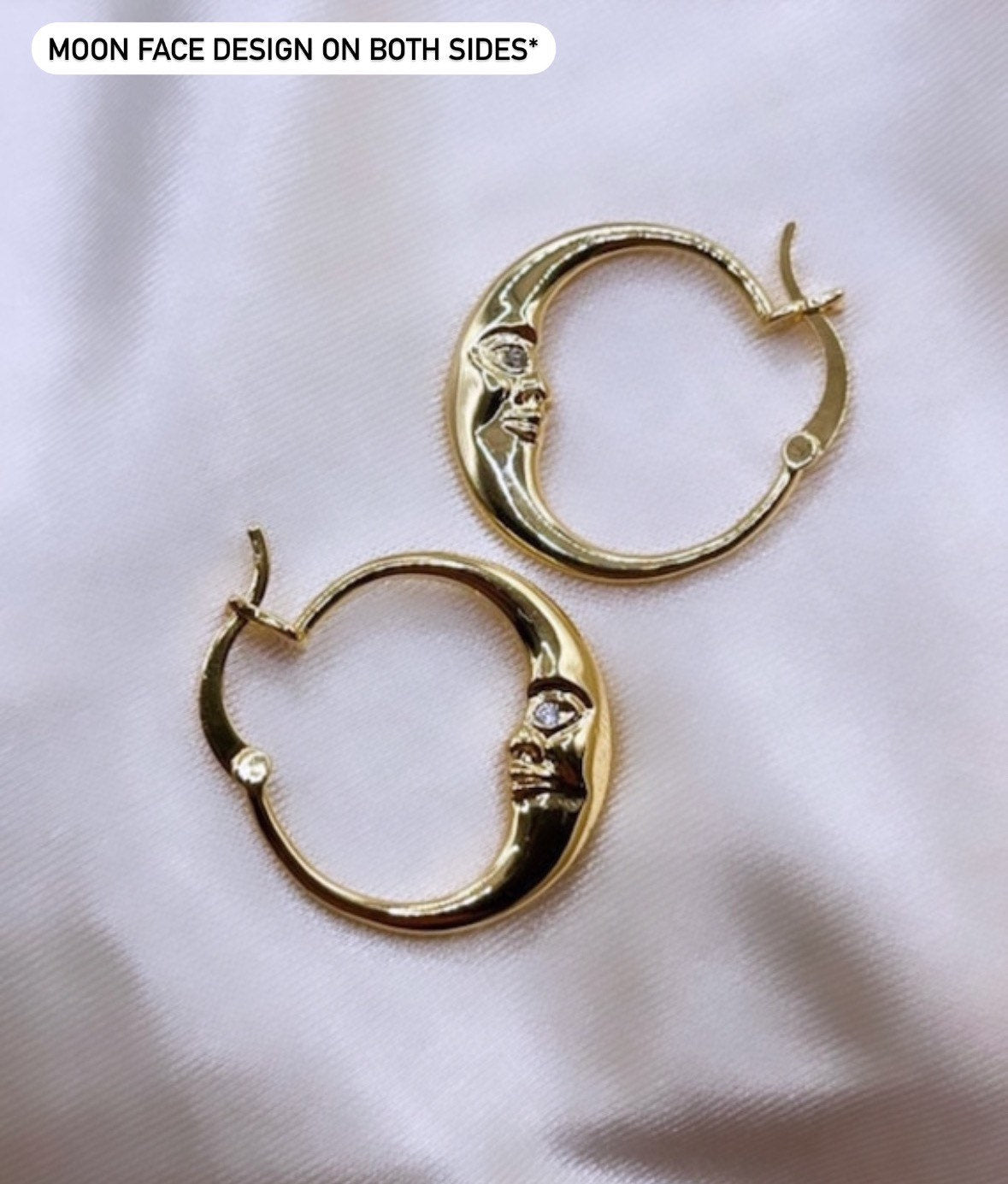 Moon Hoop Earrings - Moon Hoops - 14K Gold Hoops - Celestial Wedding