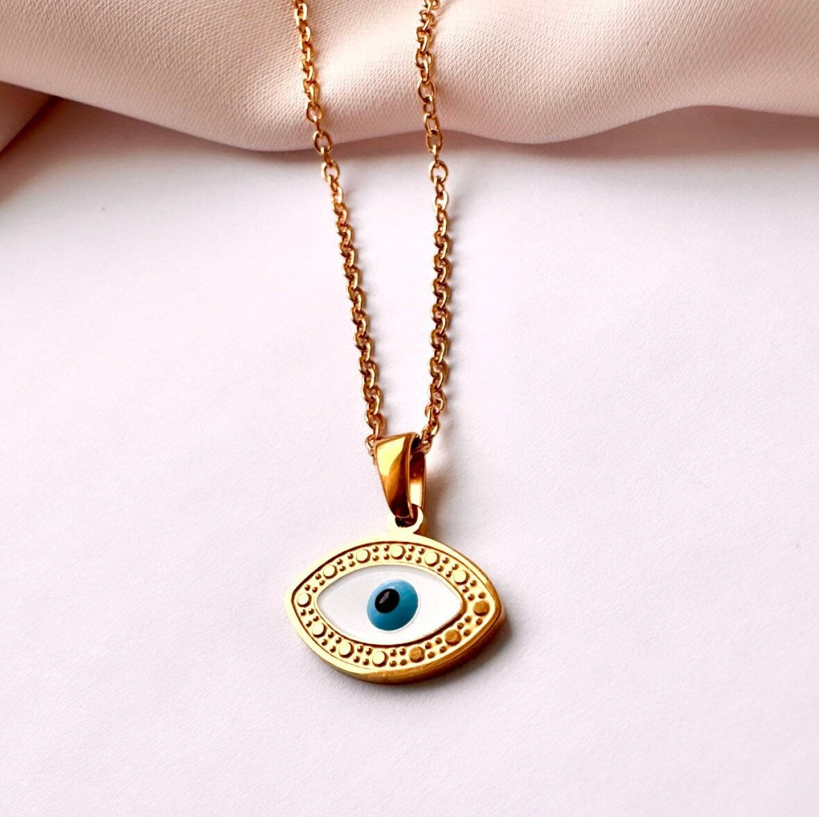 Turkish Eye Necklace, Enamel Evil Eye Necklace, Stainless Steel Evil Eye Necklace, Nazar Necklace, Gold Evil Eye Pendant Evil Eye Protection