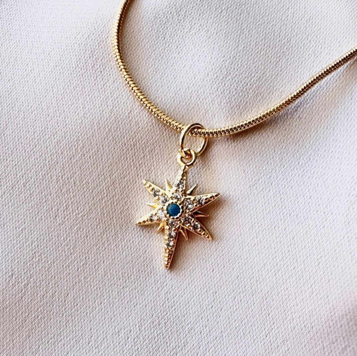 Gold North Star Necklace, Turquoise Star Necklace, Northern Star Necklace, 18K Gold Filled Necklace, Tiny Turquoise Necklace, Celestial