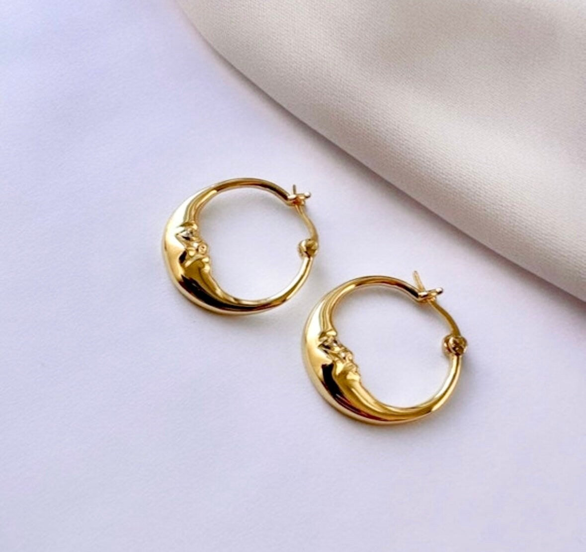 Hoop Earrings Set, Moon Earrings, Tiny Hoop Earrings, Gold Moon Earrings, Star Hoops, Wanderlust Jewelry, Starburst Earrings, Chunky Hoops