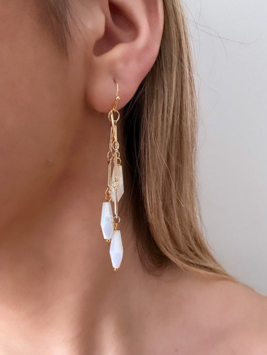 Gold Bar Earrings, Cluster Dangle Earrings, Boho Bridal Earrings, Waterfall Earrings, Statement Drop Earrings, Asymmetric Earrings