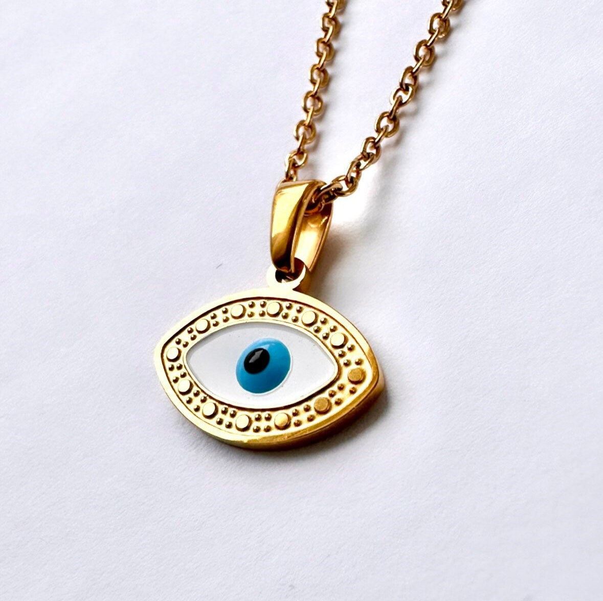 Turkish Eye Necklace, Enamel Evil Eye Necklace, Stainless Steel Evil Eye Necklace, Nazar Necklace, Gold Evil Eye Pendant Evil Eye Protection