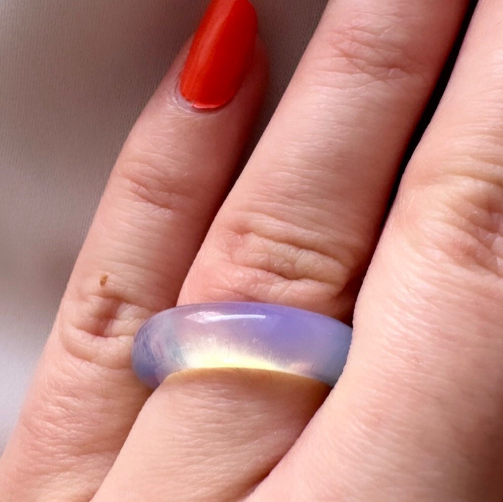 Moonstone Band Ring, Moonstone Ring Size 7, Transparent Ring, Jadeite Ring, Everyday Ring, Minimalist Ring Women, Mother's Day Gift