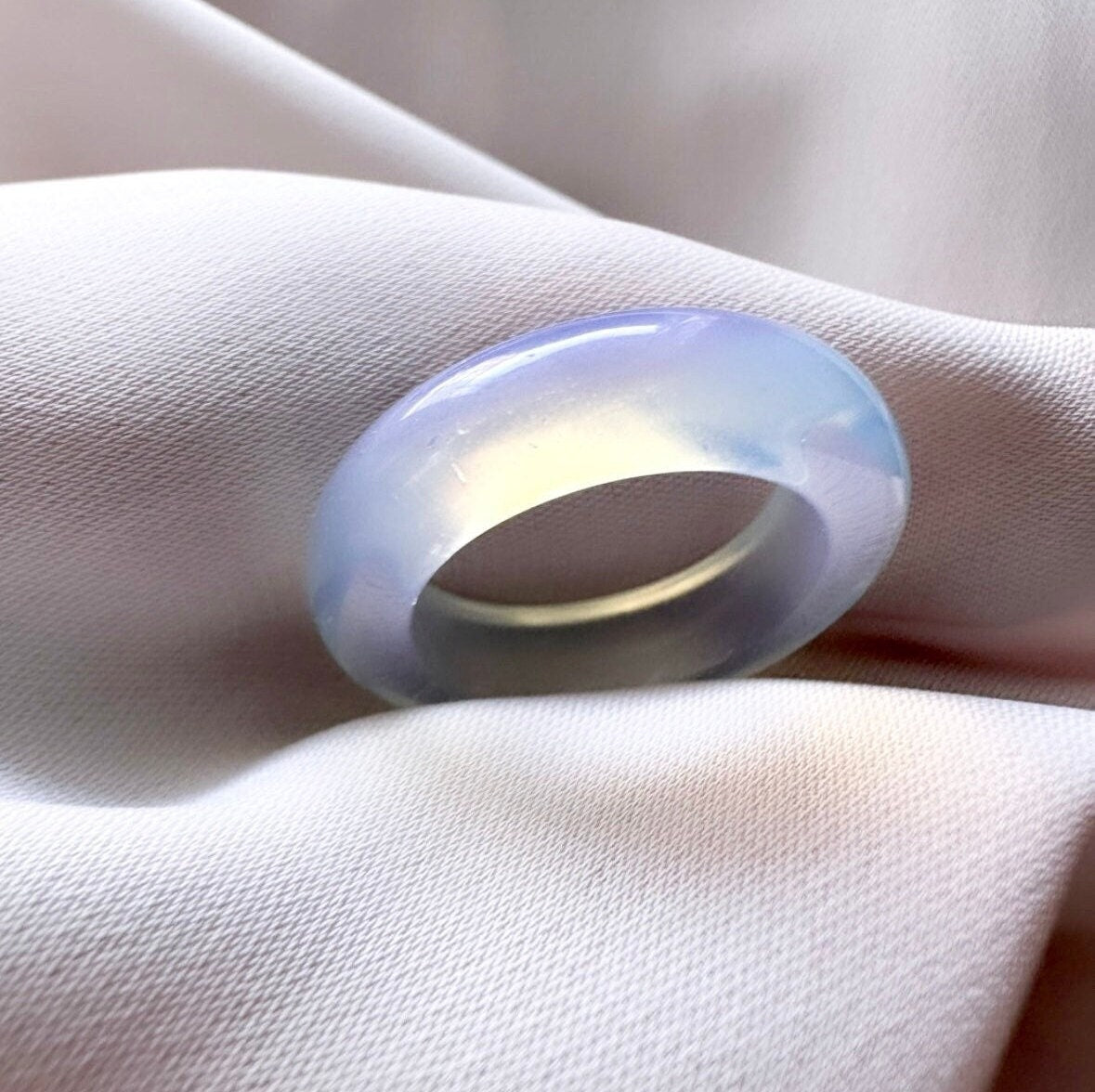 Moonstone Band Ring, Moonstone Ring Size 7, Transparent Ring, Jadeite Ring, Everyday Ring, Minimalist Ring Women, Mother's Day Gift