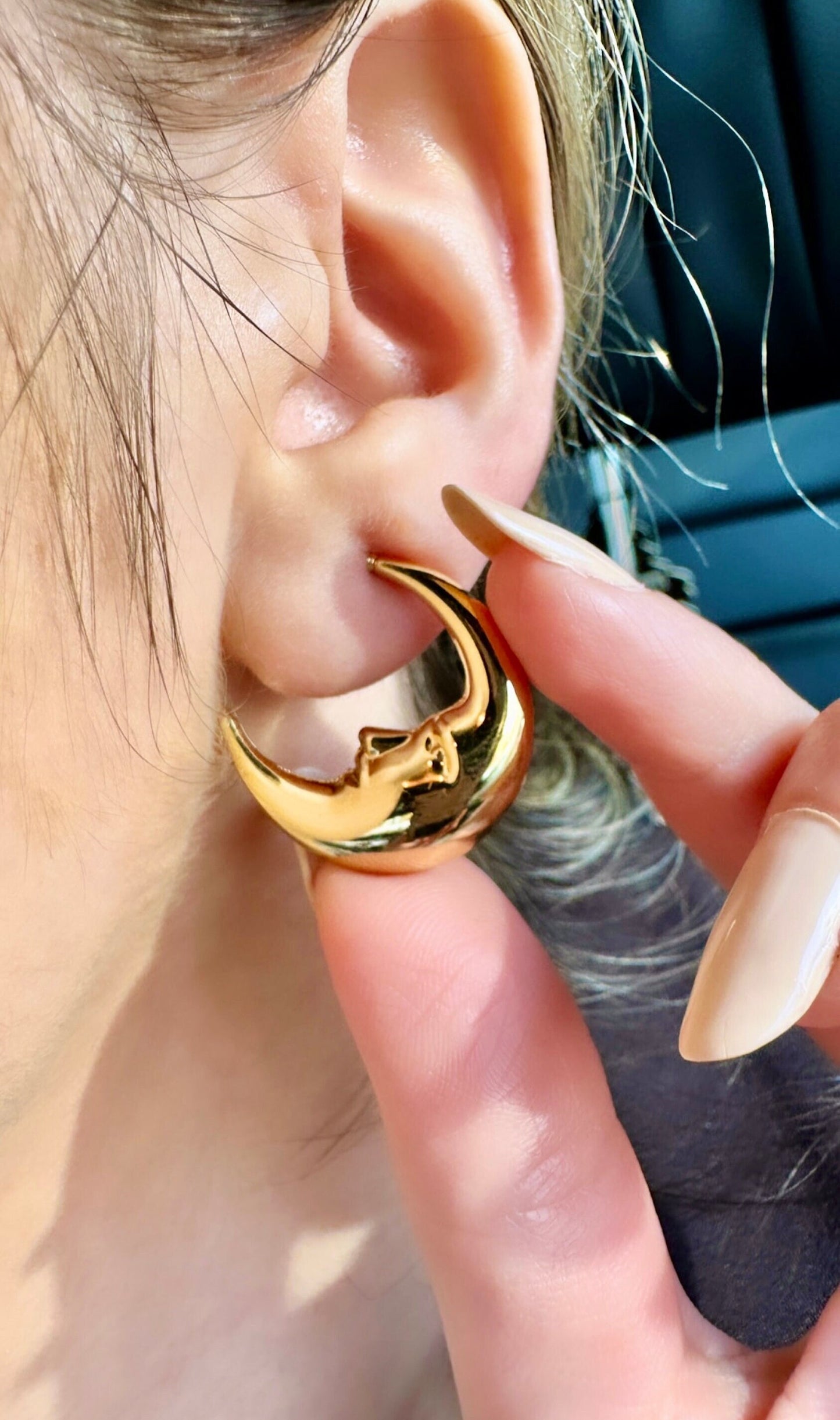 Planet Earrings, Moon Hoop Earrings, Small Gold Hoops, Moon Star Earrings, Sun Earrings, Y2K Earrings, Gold Plated Hoops, Moon Hoops