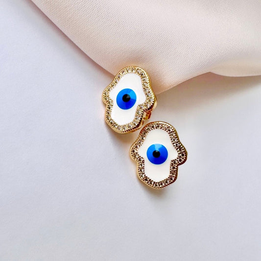 Hamsa Stud Earrings, Evil Eye Stud Earrings, Hamsa Hand Earring, Evil Eye Protection Jewelry, Hamsa Hand Evil Eye, Blue Evil Eye Earrings