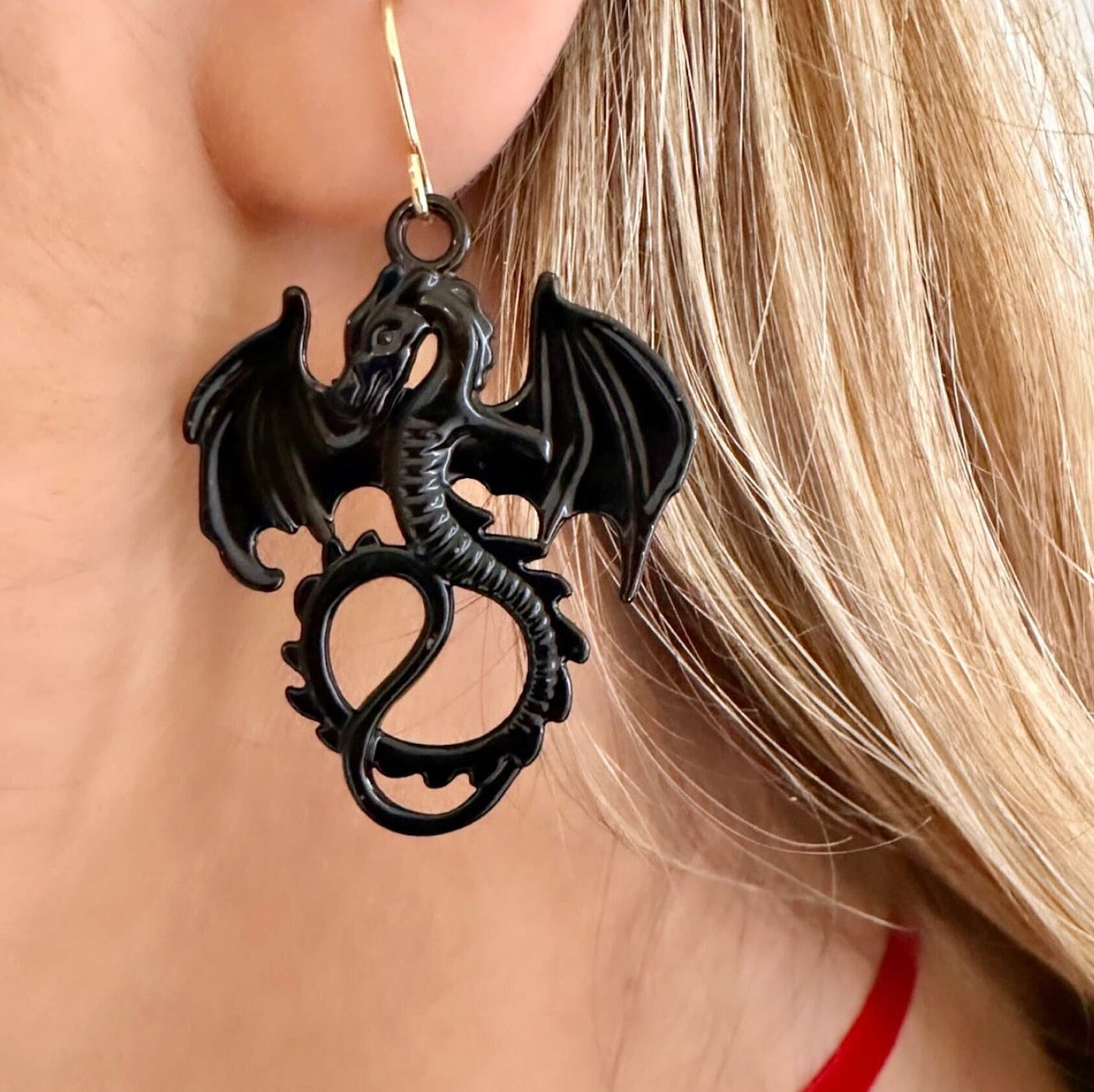 Black Dragon Earrings, Dragon Earrings Dangle, Medieval Earrings, Renaissance Earrings, Dragon Jewelry Women, Year Of The Dragon 2024