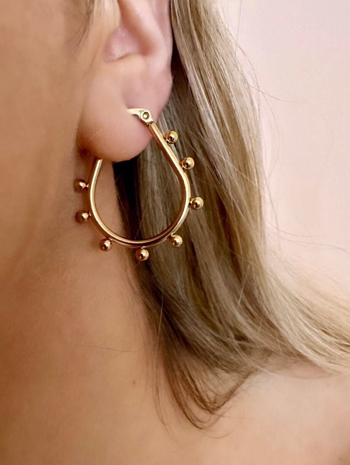 Teardrop Hoop Earrings Gold, Gold Tarnish Free Earrings, Boho Hoop Earrings Gold, Everyday Hoop Earrings, Waterproof Hoop Earrings