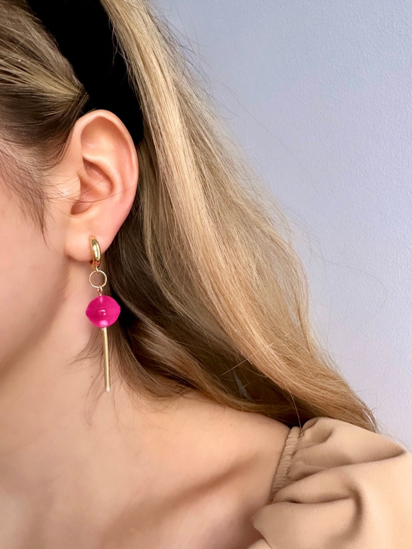 Lollipop Earrings, Candy Earrings, Lollipop Jewelry, Kawaii Earrings, Candy Jewelry, Pink Dangle Earrings, Resin Lollipop, Quirky Earrings