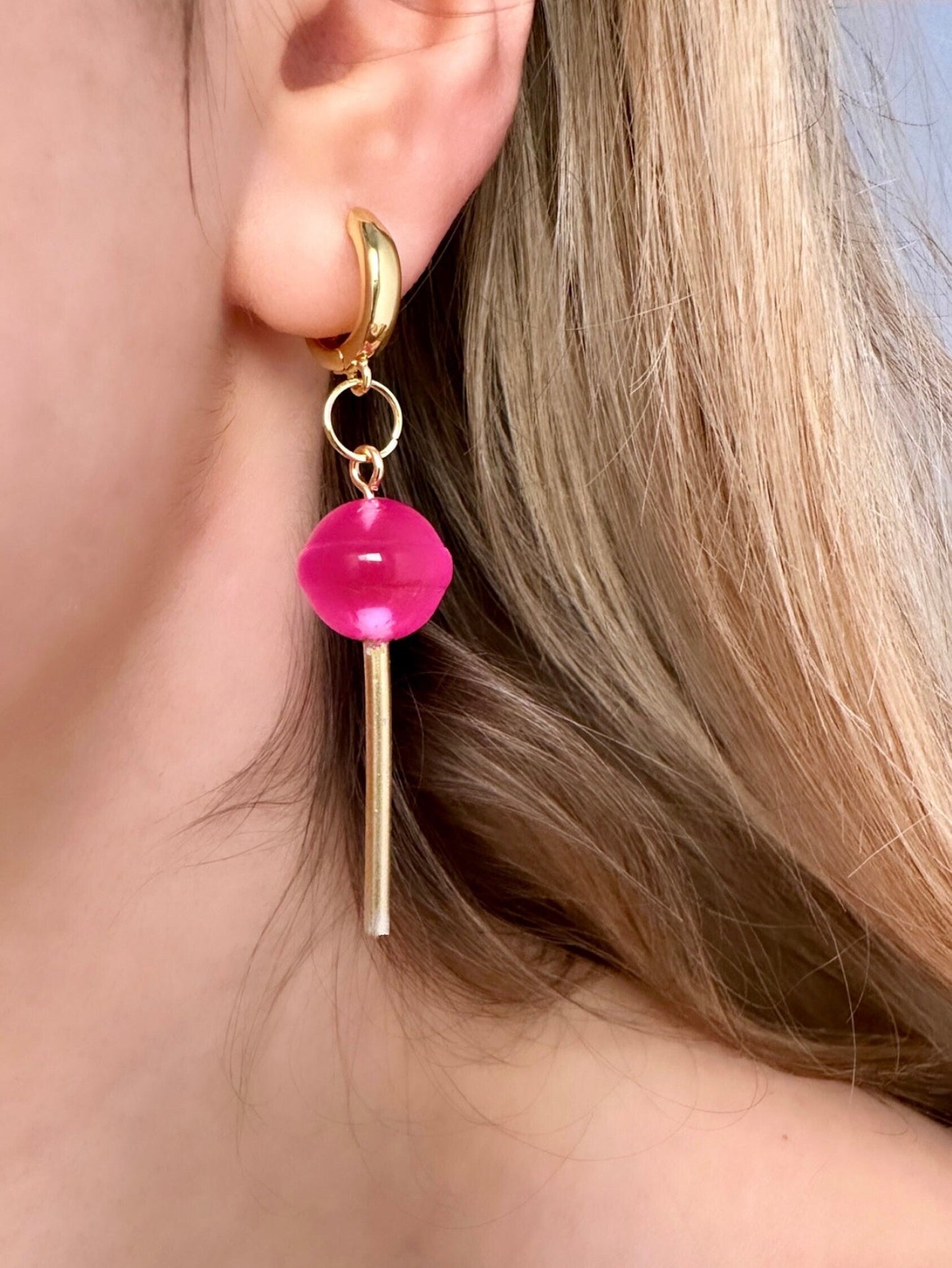 Lollipop Earrings, Candy Earrings, Lollipop Jewelry, Kawaii Earrings, Candy Jewelry, Pink Dangle Earrings, Resin Lollipop, Quirky Earrings