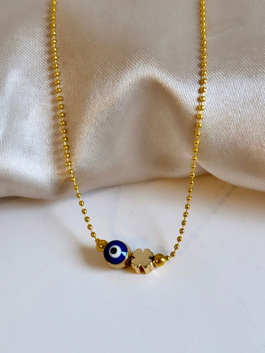 Tiny Evil Eye Bracelet, Lucky Clover Bracelet, Tiny Clover Bracelet, Lucky Charm Bracelet, Adjustable Evil Eye Bracelet, Tiny Lucky Charm