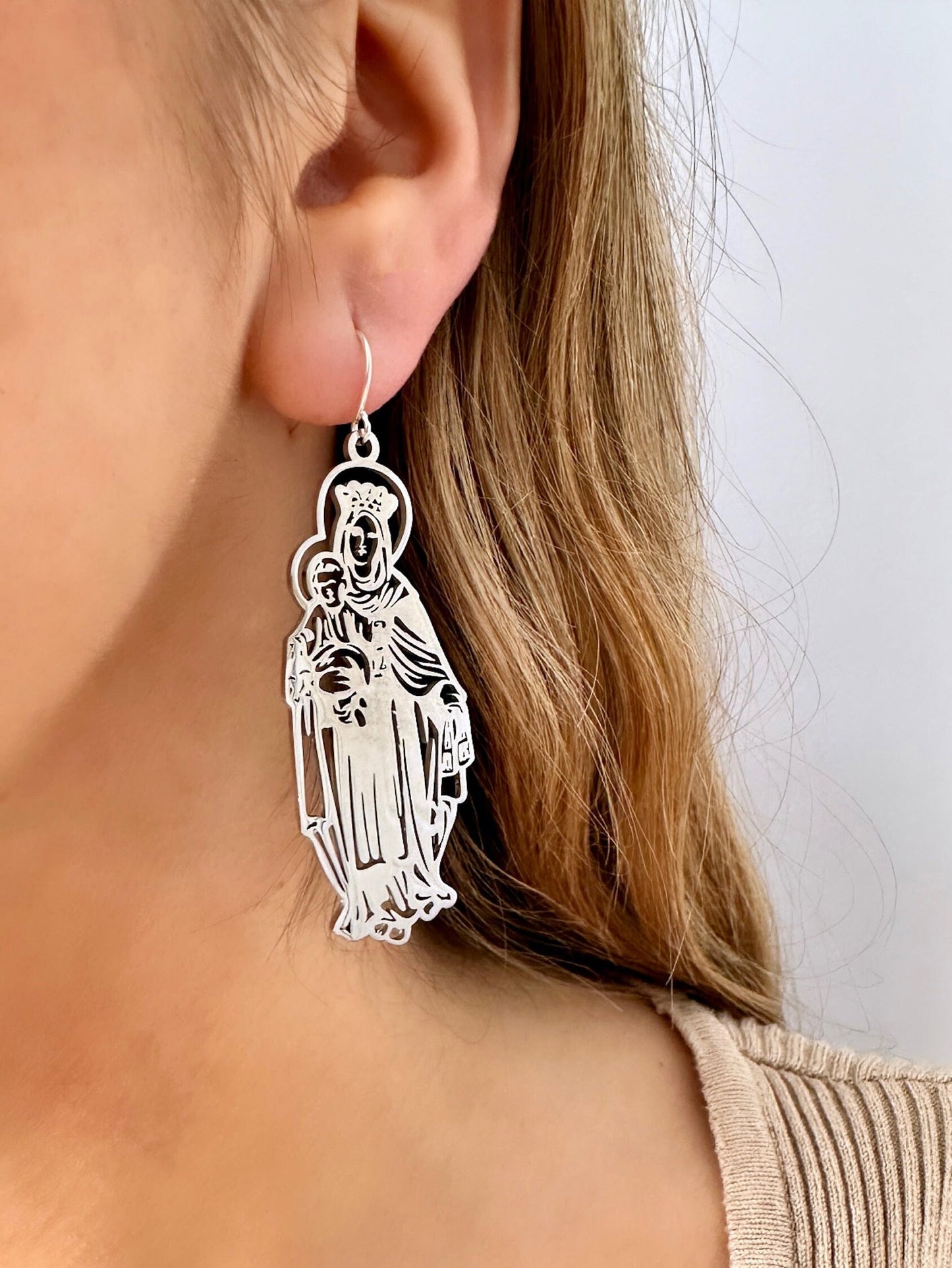 Virgin Mary Earrings, Our Lady Of Guadalupe Earrings, Catholic Earrings, Religious Earrings, Christmas Earrings, Adult Baptism Gift Idea