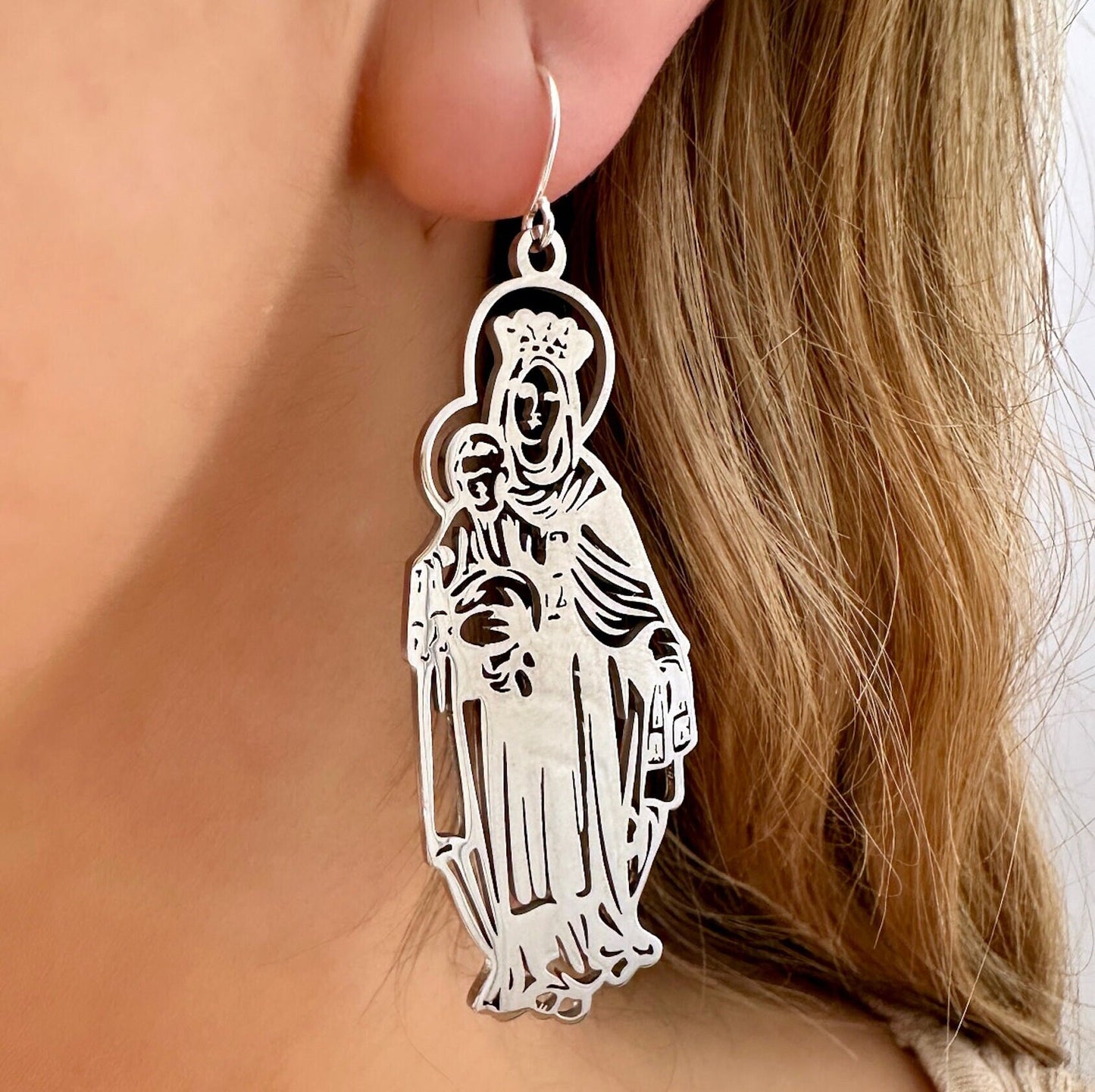 Virgin Mary Earrings, Our Lady Of Guadalupe Earrings, Catholic Earrings, Religious Earrings, Christmas Earrings, Adult Baptism Gift Idea