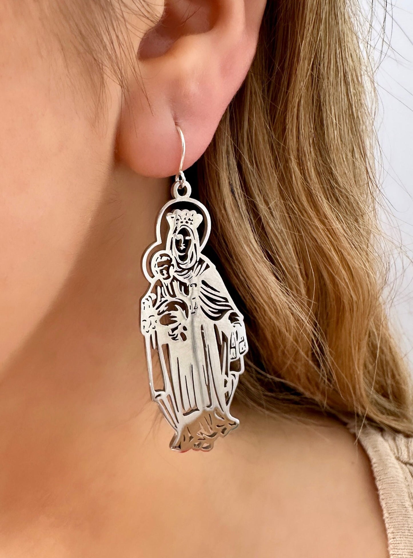 Virgin Mary Earrings, Our Lady Of Guadalupe Earrings, Catholic Earrings, Religious Earrings, Christmas Earrings, Adult Baptism Gift Idea