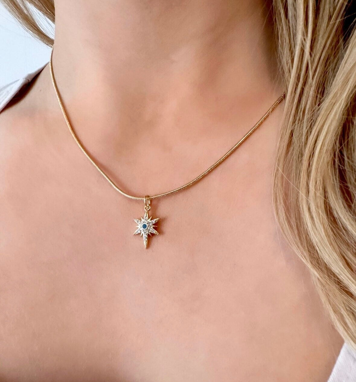 Gold North Star Necklace, Turquoise Star Necklace, Northern Star Necklace, 18K Gold Filled Necklace, Tiny Turquoise Necklace, Celestial