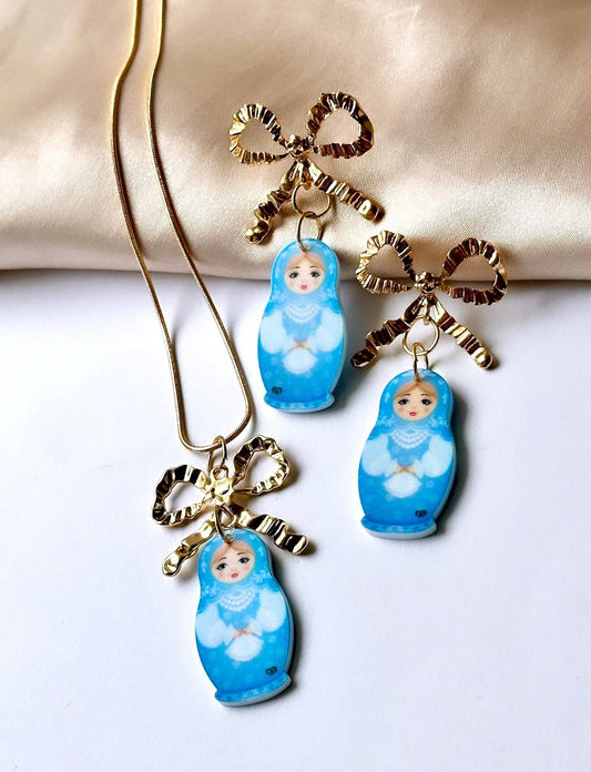 Nesting Doll Earrings, Matryoshka Earrings, Eastern European Jewelry, Russian Doll Necklace, Nesting Doll Necklace, Matryoshka Necklace