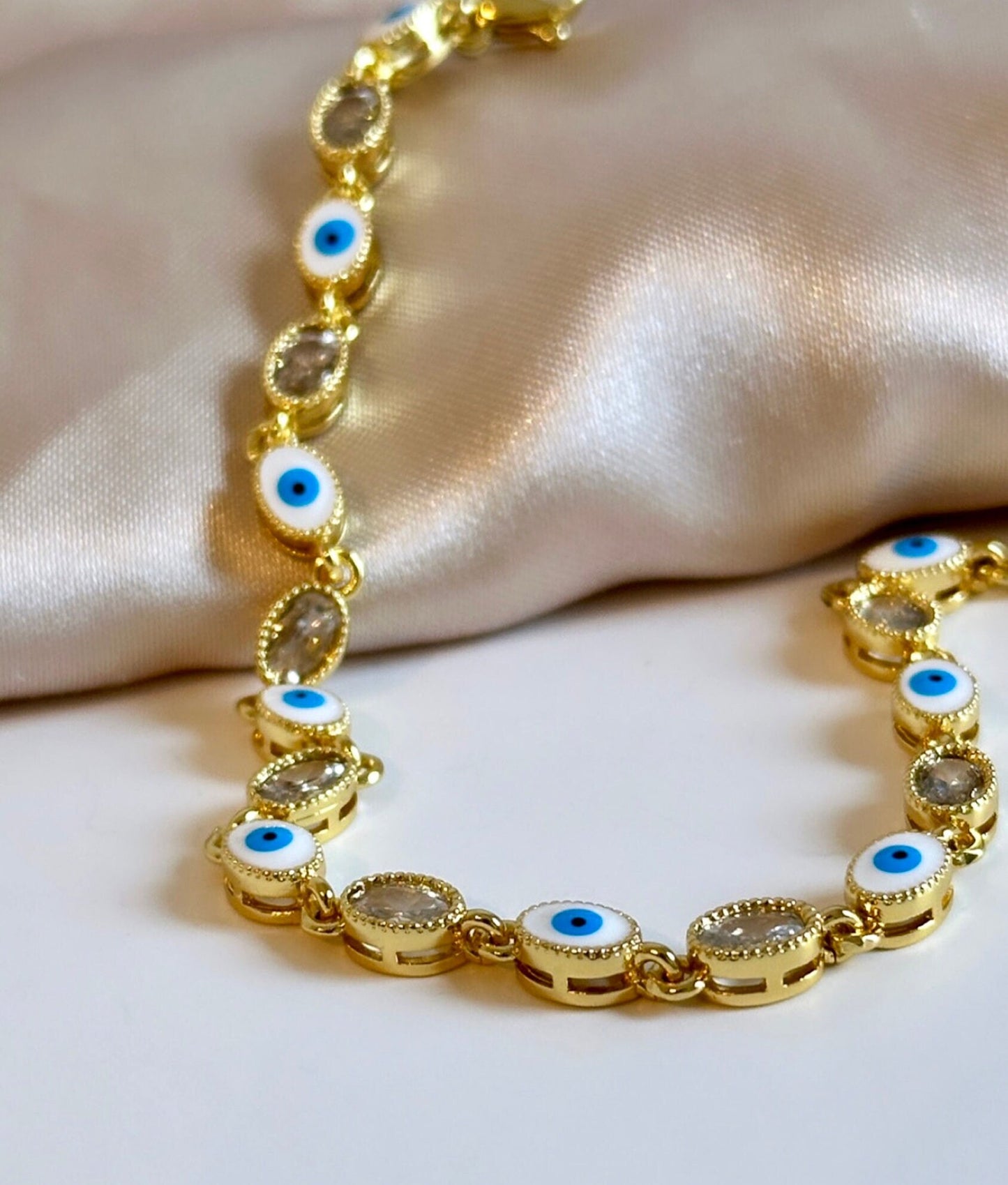 Evil Eye Protection Bracelet, Nazar Bracelet, Evil Eye Stainless Steel Bracelet, Turkish Eye Bracelet, Cubic Zirconia Bracelet