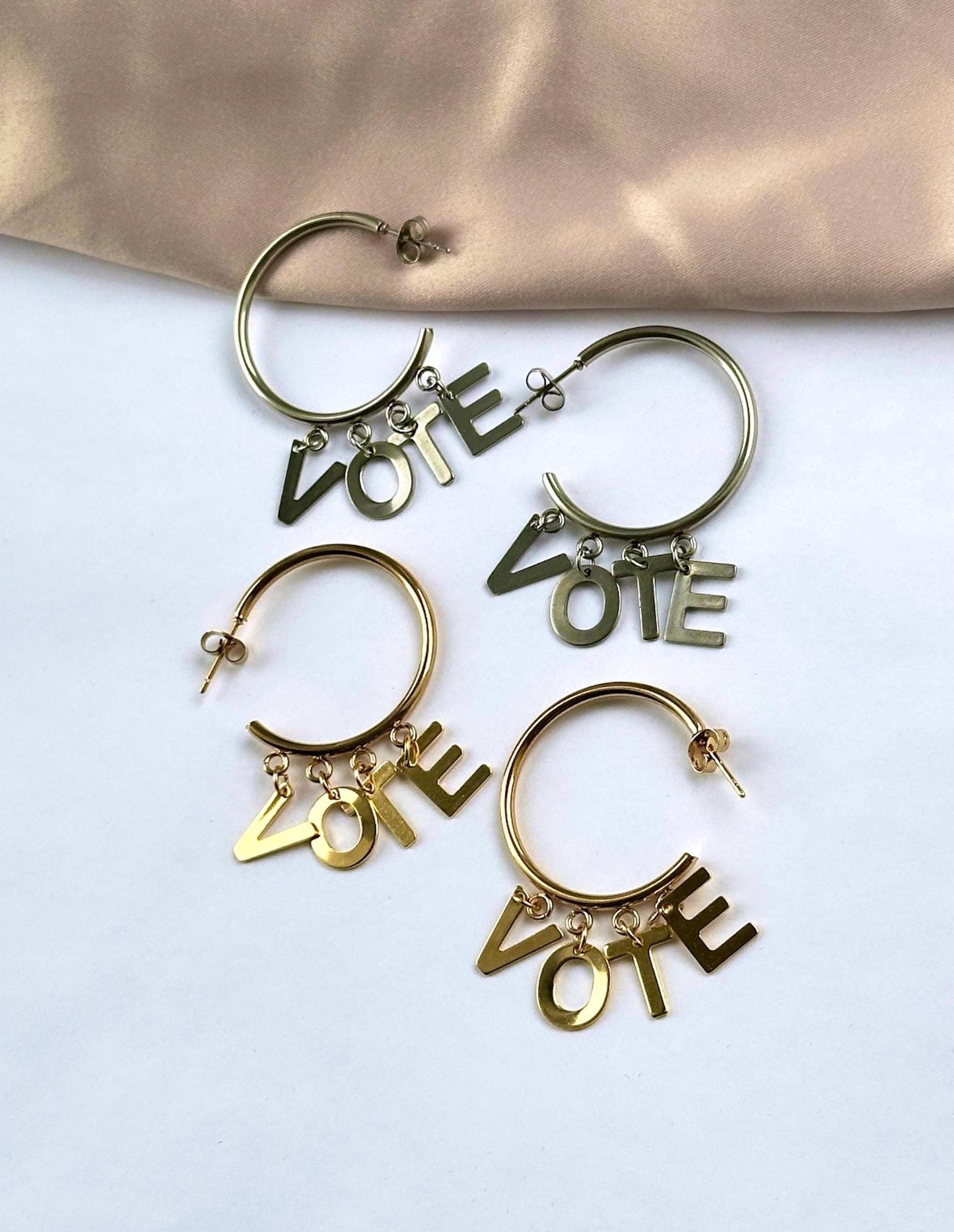 Vote Earrings, Political Earrings, Vote Jewelry, Stainless Steel Hoop Earrings, Vote 2024, Gold Hoop Earrings Small, Political Jewelry