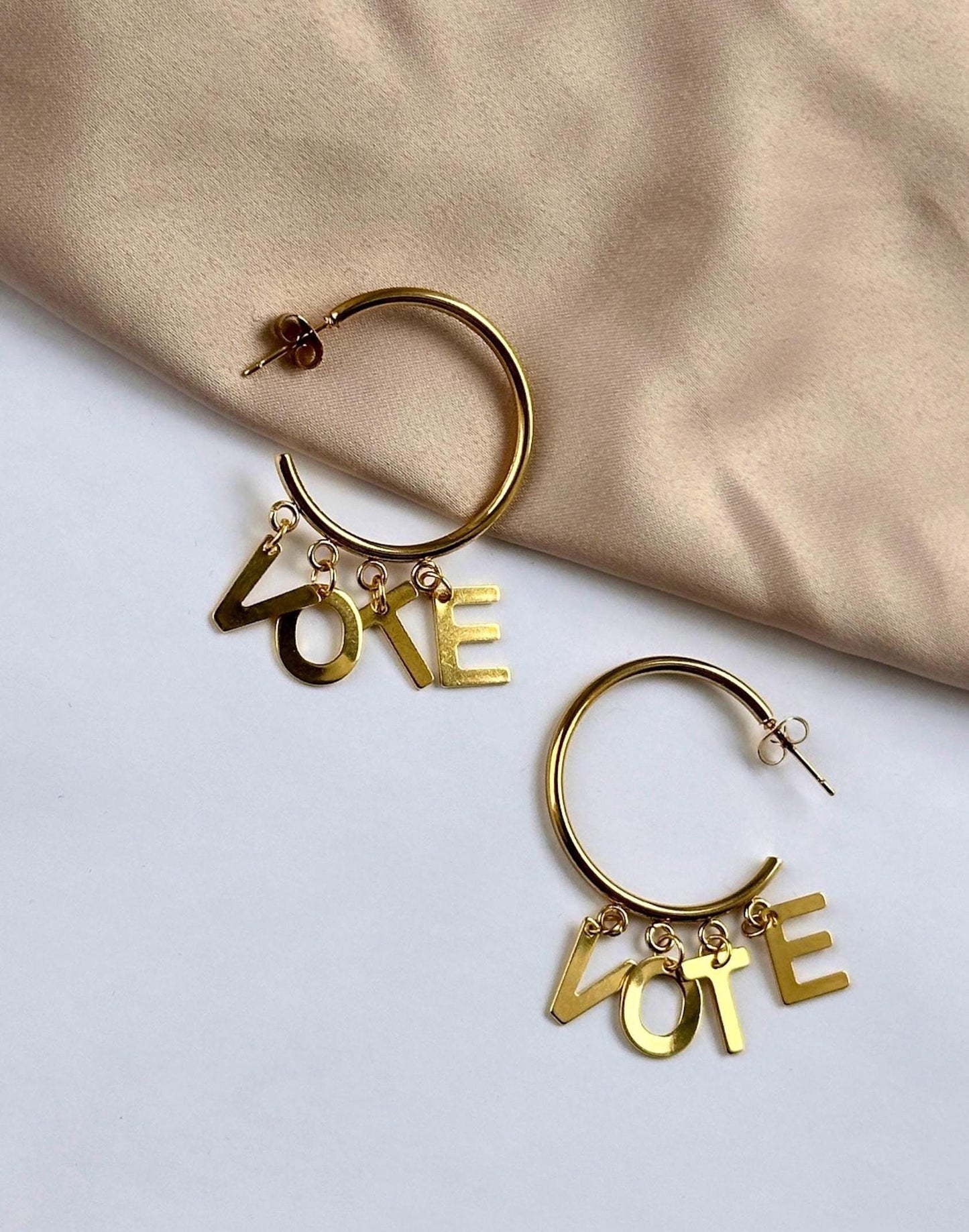 Vote Earrings, Political Earrings, Vote Jewelry, Stainless Steel Hoop Earrings, Vote 2024, Silver Hoop Earrings Small, Political Jewelry