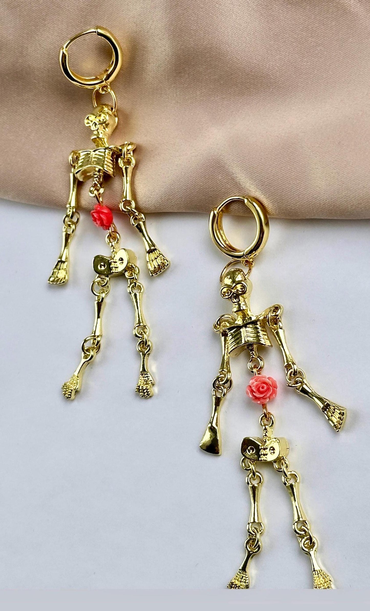 Halloween Earrings Skeleton, Skeleton Earrings Gold, Dancing Skeleton Earrings, Skeleton Earrings Dangle, Gold Skeleton Earring,