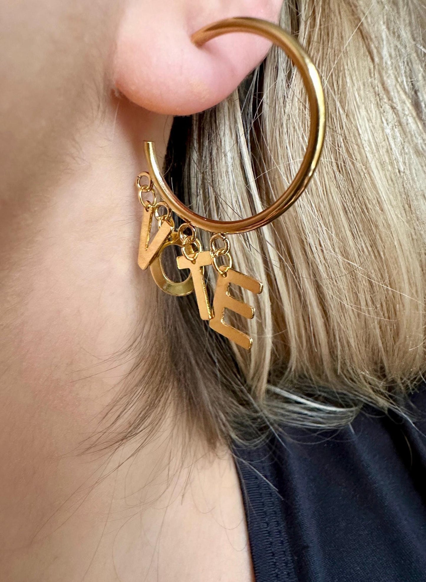 Vote Earrings, Political Earrings, Vote Jewelry, Stainless Steel Hoop Earrings, Vote 2024, Gold Hoop Earrings Small, Political Jewelry